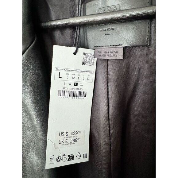 Steven Meisel Leather Overcoat Unisex Black Size L - Picture 9 of 9